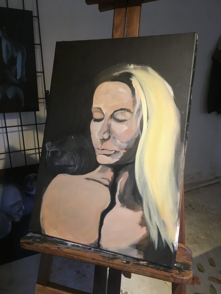 maleri kvinde, akrylmaleri 