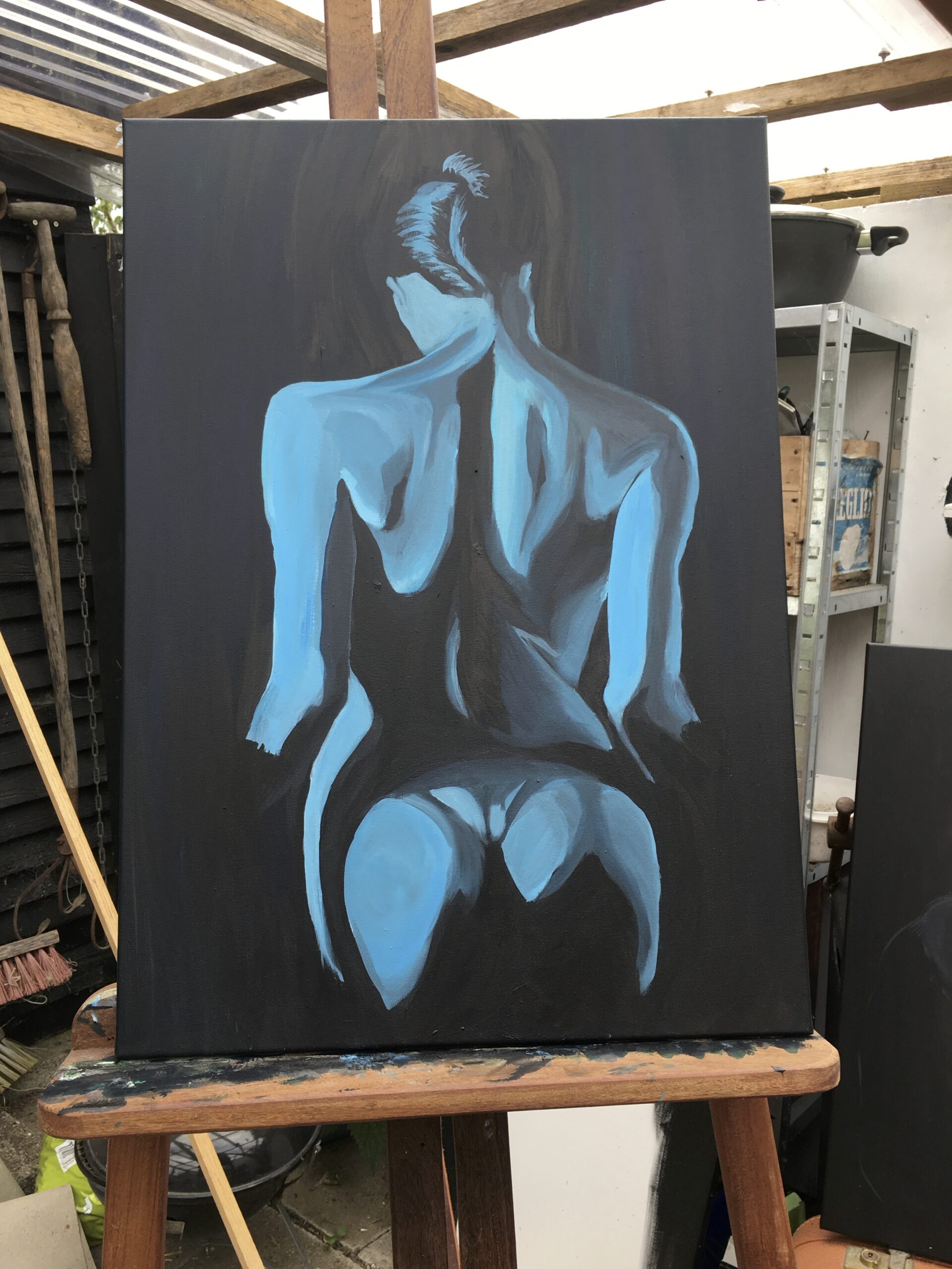 den blå kvinde, maleri, købes, sælges