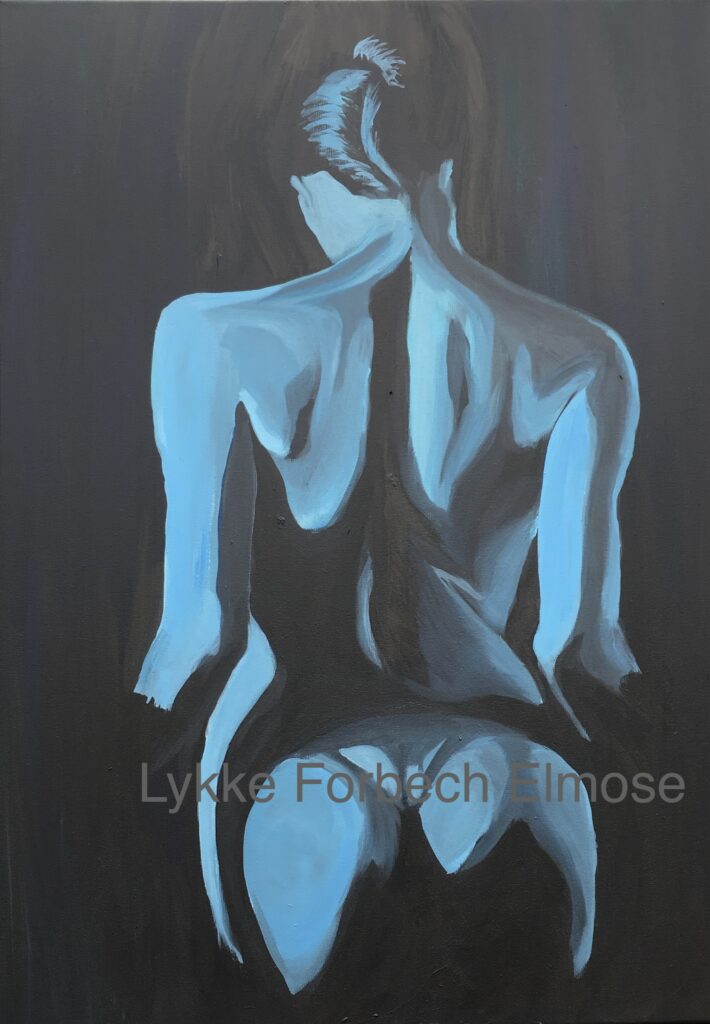 erotisk maleri, kvinde, ryg, 