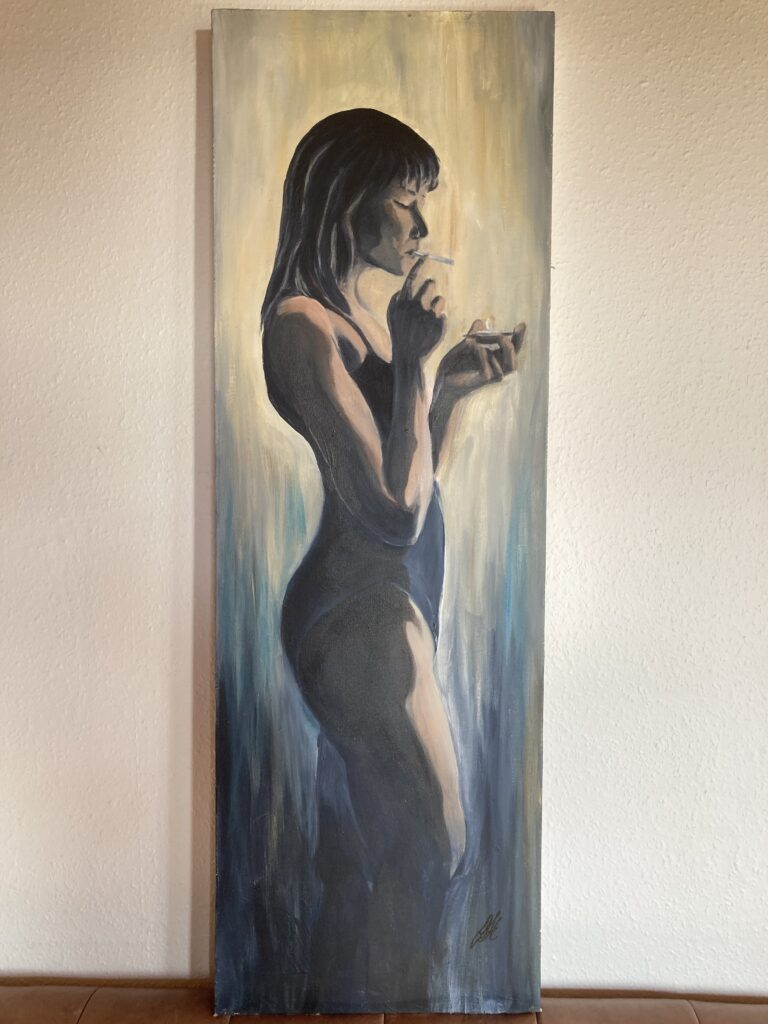 maleri, kvinde, ryger, smuk, køb